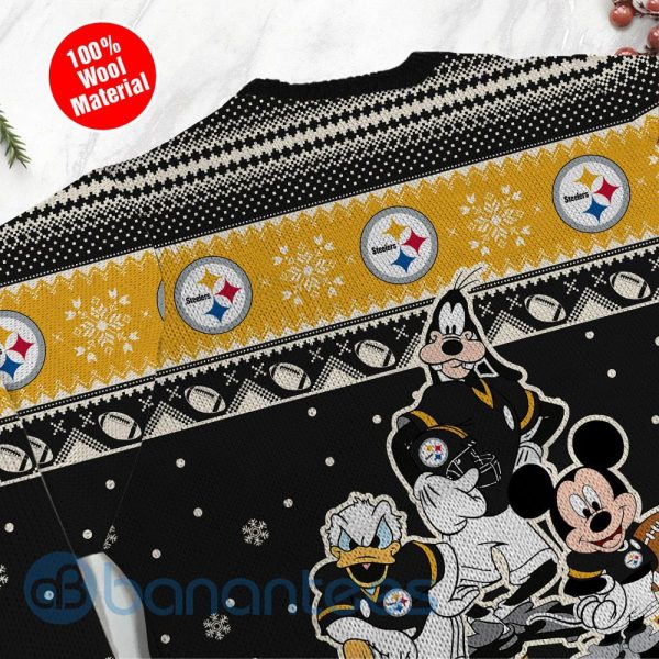 Pittsburgh Steelers Disney Donald Duck Mickey Mouse Goofy Custom Name Christmas 3D Sweater Product Photo