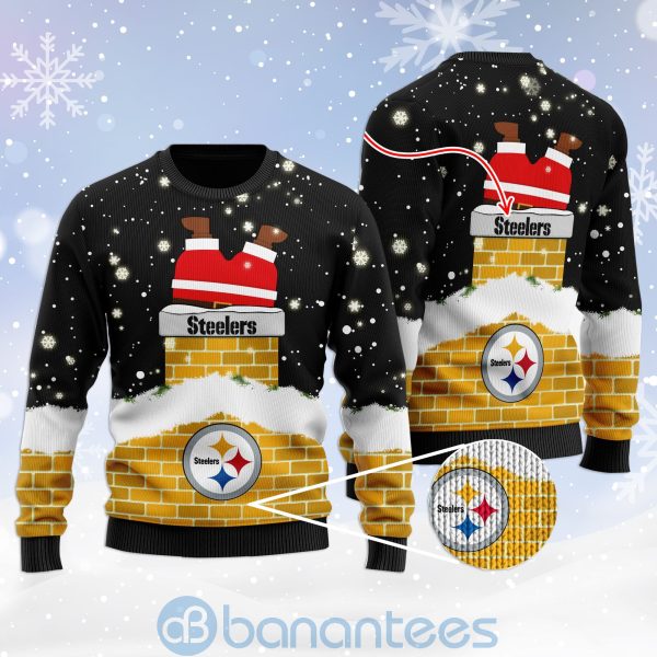 Pittsburgh Steelers Football Team Logo Symbol Santa Claus Custom Name Christmas 3D Sweater Product Photo