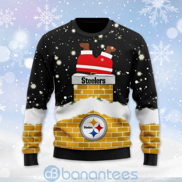 Pittsburgh Steelers Football Team Logo Symbol Santa Claus Custom Name Christmas 3D Sweater Product Photo