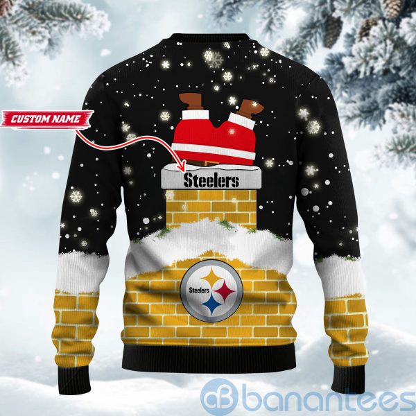 Pittsburgh Steelers Football Team Logo Symbol Santa Claus Custom Name Christmas 3D Sweater Product Photo