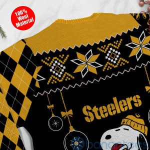 Pittsburgh Steelers Funny Charlie Brown Peanuts Snoopy Christmas Tree Ugly Christmas 3D Sweater Product Photo