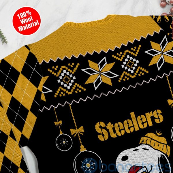 Pittsburgh Steelers Funny Charlie Brown Peanuts Snoopy Christmas Tree Ugly Christmas 3D Sweater Product Photo
