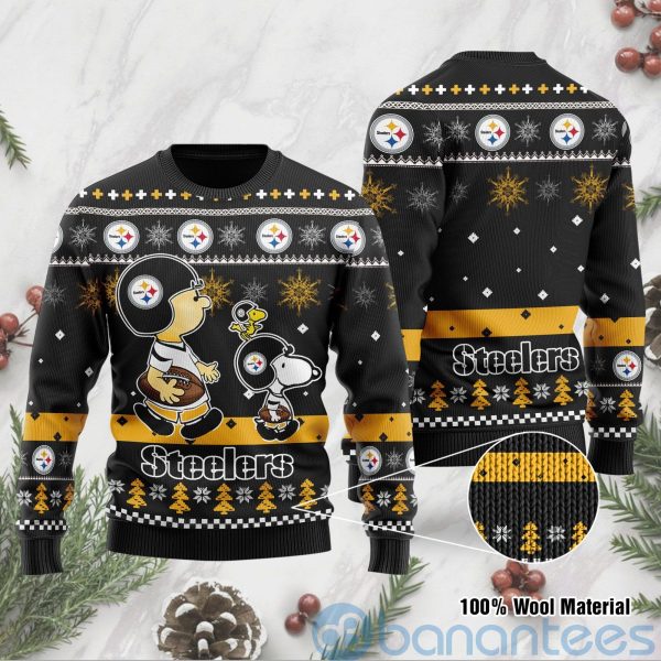 Pittsburgh Steelers Funny Charlie Brown Peanuts Snoopy Ugly Christmas 3D Sweater Product Photo