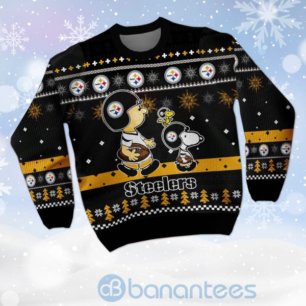 Pittsburgh Steelers Funny Charlie Brown Peanuts Snoopy Ugly Christmas 3D Sweater Product Photo