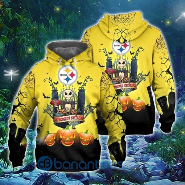 Pittsburgh Steelers Halloween Costume Jack Skellington 3D Graphic Printed 3D Hoodie Zip Hoodie Product Photo