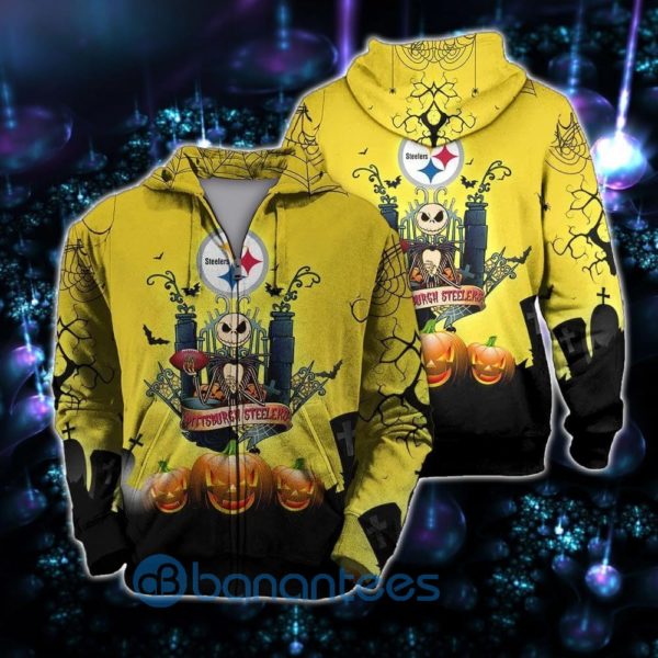 Pittsburgh Steelers Halloween Costume Jack Skellington 3D Graphic Printed 3D Hoodie Zip Hoodie Product Photo