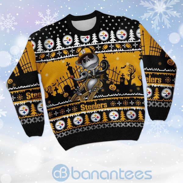 Pittsburgh Steelers Jack Skellington Halloween Ugly Christmas 3D Sweater Product Photo