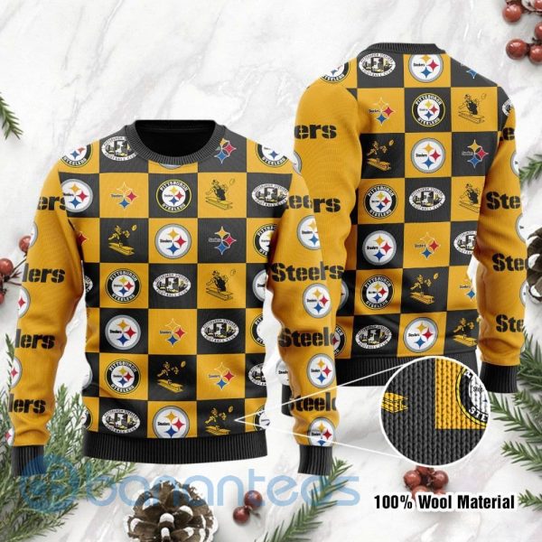 Pittsburgh Steelers Logo Checkered Flannel Design Ugly Christmas 3D Sweater Product Photo