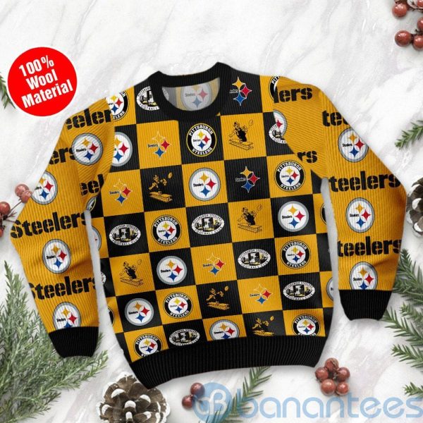 Pittsburgh Steelers Logo Checkered Flannel Design Ugly Christmas 3D Sweater Product Photo