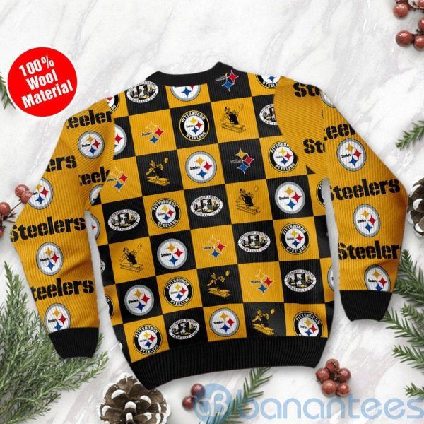 Pittsburgh Steelers Logo Checkered Flannel Design Ugly Christmas 3D Sweater Product Photo