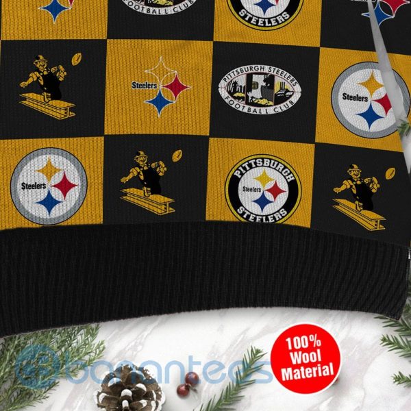 Pittsburgh Steelers Logo Checkered Flannel Design Ugly Christmas 3D Sweater Product Photo