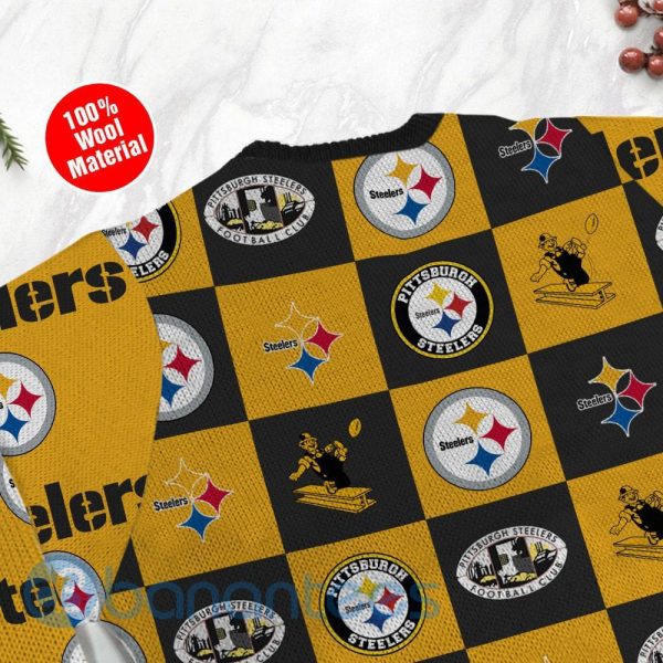 Pittsburgh Steelers Logo Checkered Flannel Design Ugly Christmas 3D Sweater Product Photo