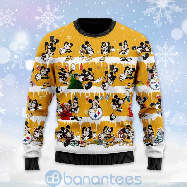 Pittsburgh Steelers Mickey American Football Ugly Christmas 3D Sweater Product Photo