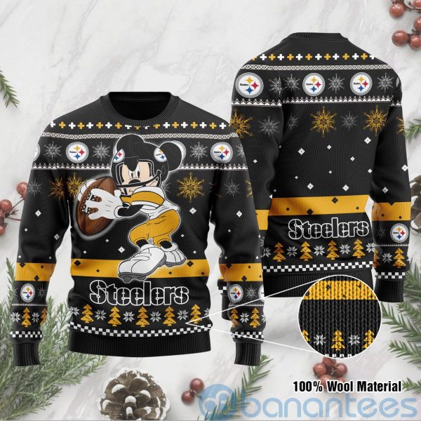 Pittsburgh Steelers Mickey Mouse Funny Ugly Christmas 3D Sweater Product Photo
