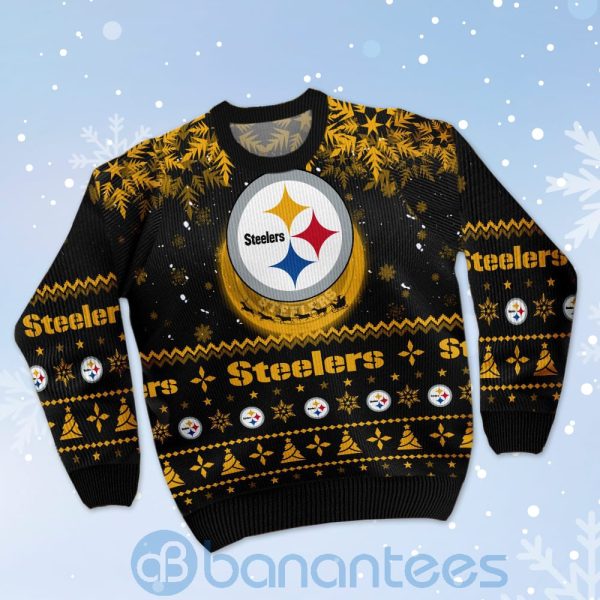 Pittsburgh Steelers Santa Claus In The Moon Ugly Christmas 3D Sweater Product Photo