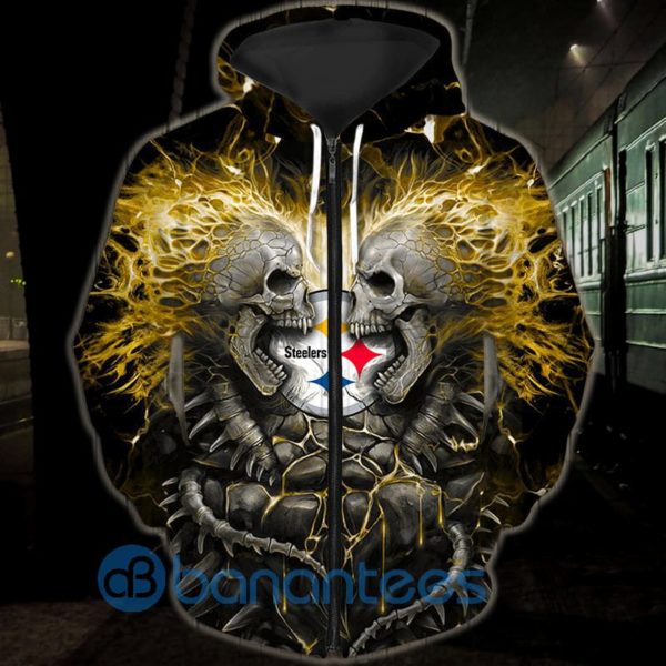 Pittsburgh Steelers Skull Halloween All Over Printed 3D Hoodie, Zip Hoodie Product Photo