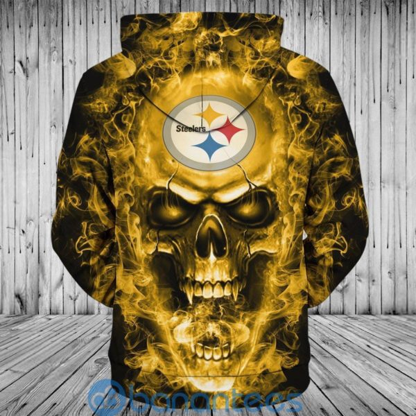 Pittsburgh Steelers Skull Hoodie Smoke, Zip 3D Hoodie Product Photo