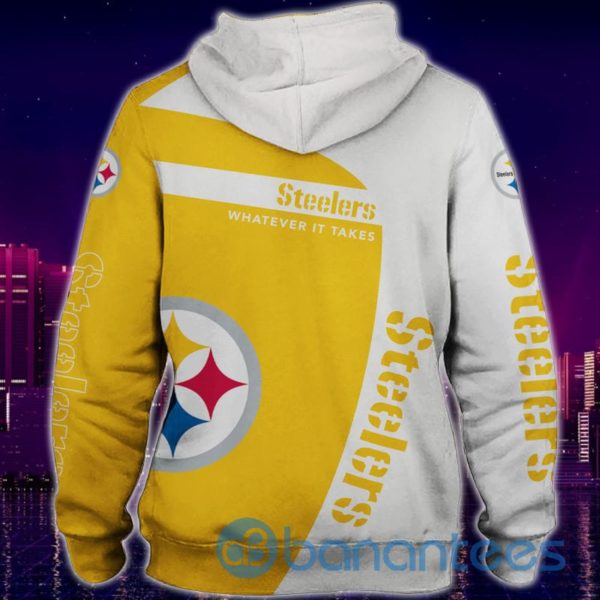 Pittsburgh Steelers White And Yellow Over Printed 3D Hoodie, Zip Hoodie Product Photo