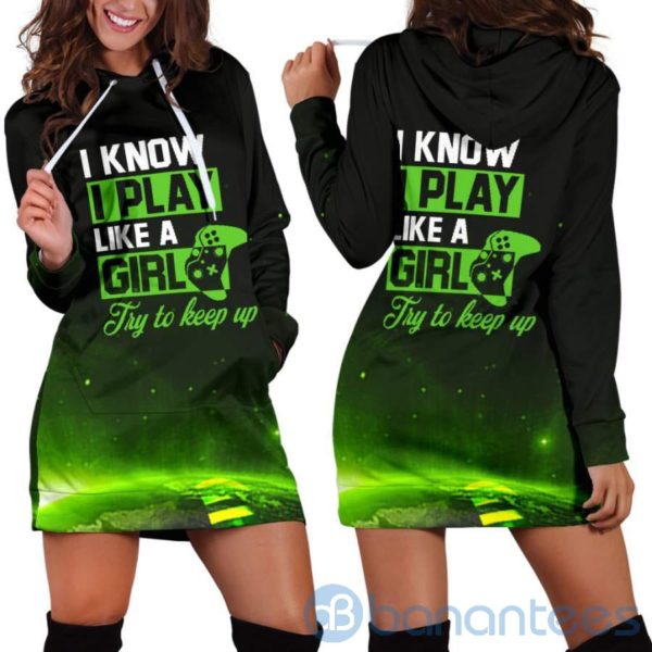 Play Like A Girl Gamer Hoodie Dress For Women Product Photo