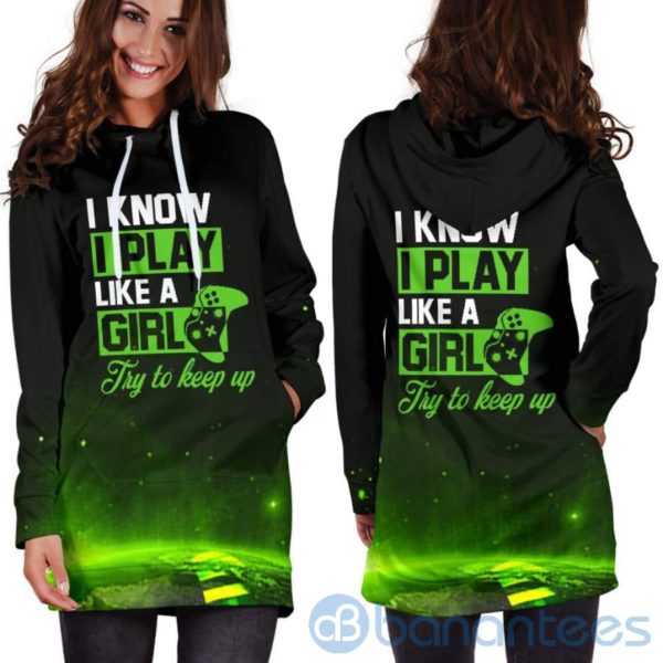 Play Like A Girl Gamer Hoodie Dress For Women Product Photo