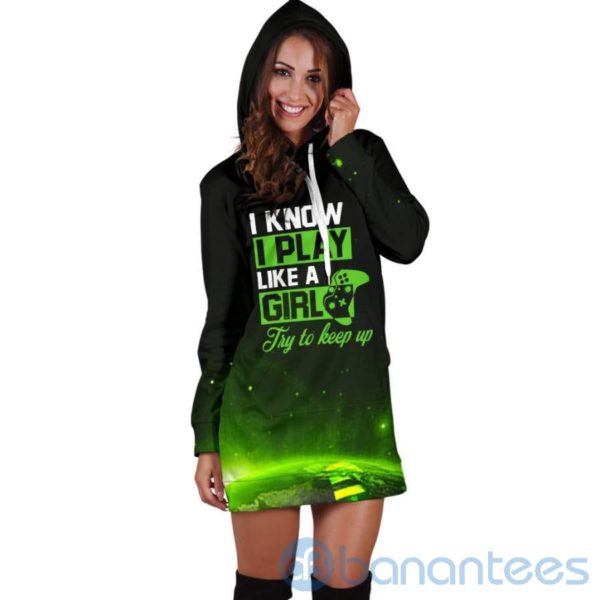 Play Like A Girl Gamer Hoodie Dress For Women Product Photo
