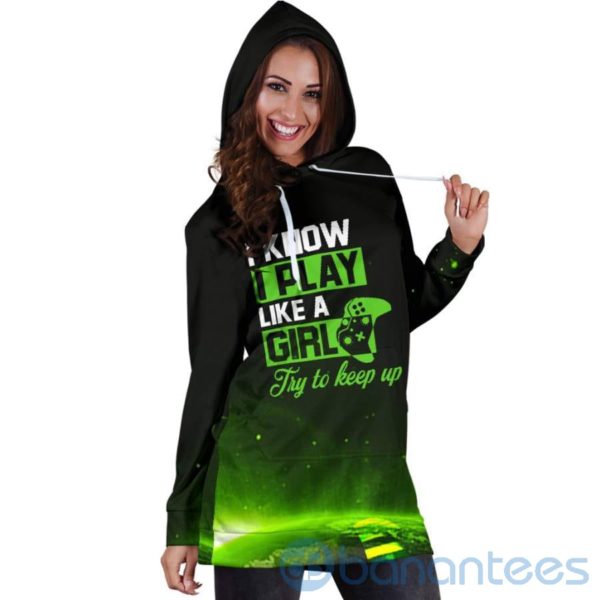 Play Like A Girl Gamer Hoodie Dress For Women Product Photo