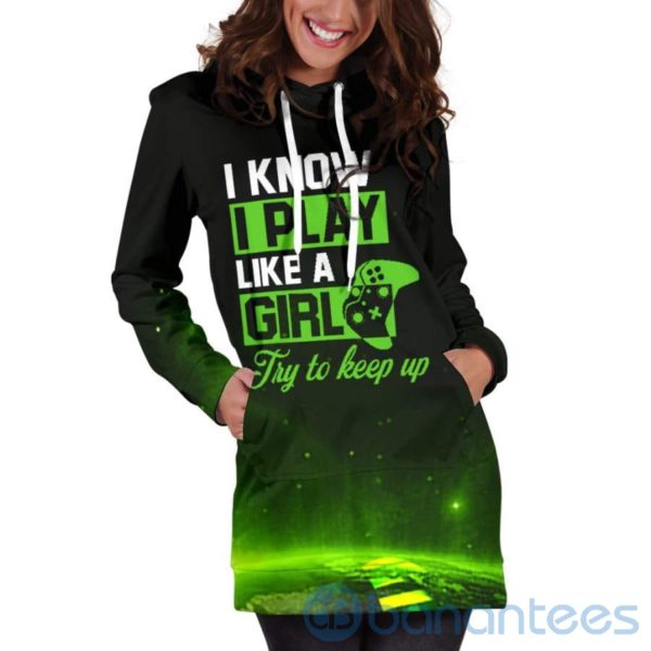Play Like A Girl Gamer Hoodie Dress For Women Product Photo