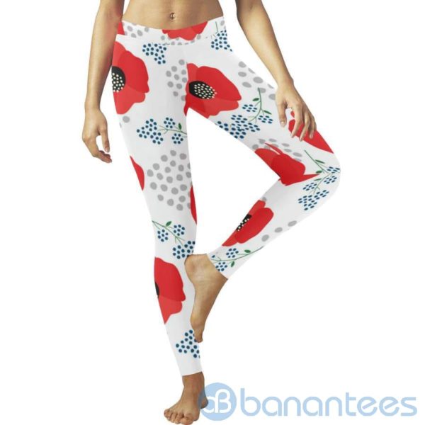 Poppy Red Flower Leggings for Women Product Photo