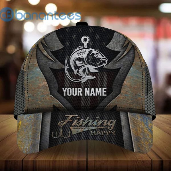 Premium Men's Fishing Cap Iron Pattern Personalized Species Product Photo