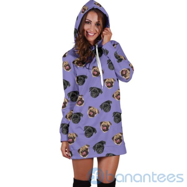Pug Head Pug Lover Hoodie Dress For Women Product Photo