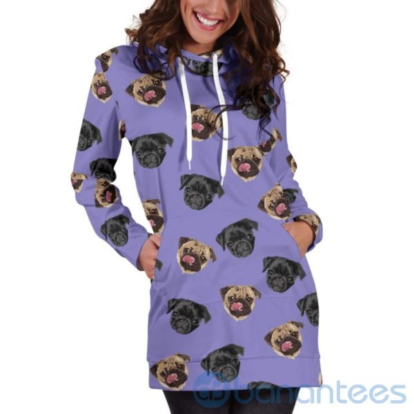 Pug Head Pug Lover Hoodie Dress For Women Product Photo
