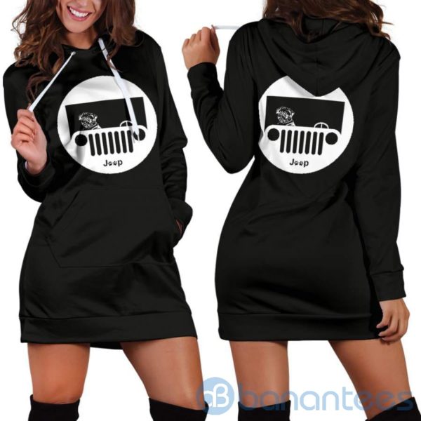 Pug Jeep Hoodie Dress For Women Product Photo