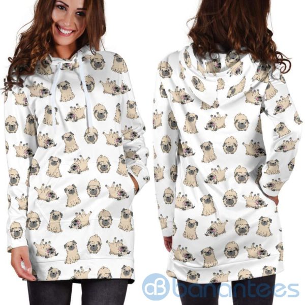 Pug Pattern Hoodie Dress For Women Product Photo