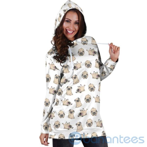 Pug Pattern Hoodie Dress For Women Product Photo