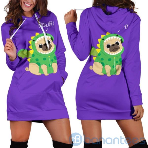 Pug Rawr Hoodie Dress For Women Product Photo