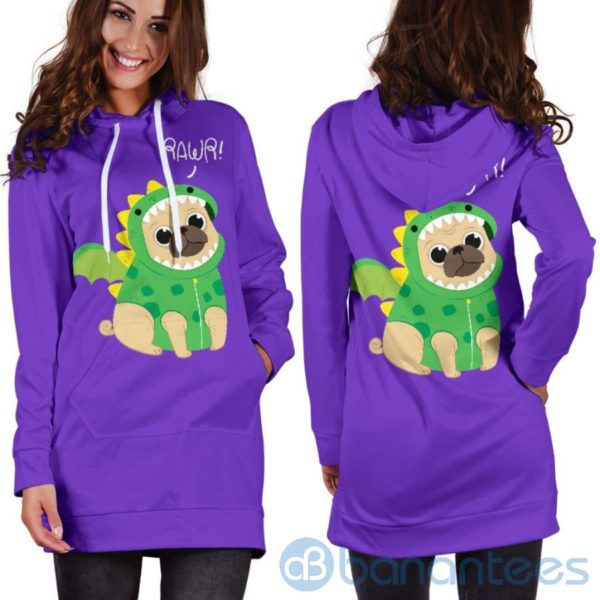 Pug Rawr Hoodie Dress For Women Product Photo