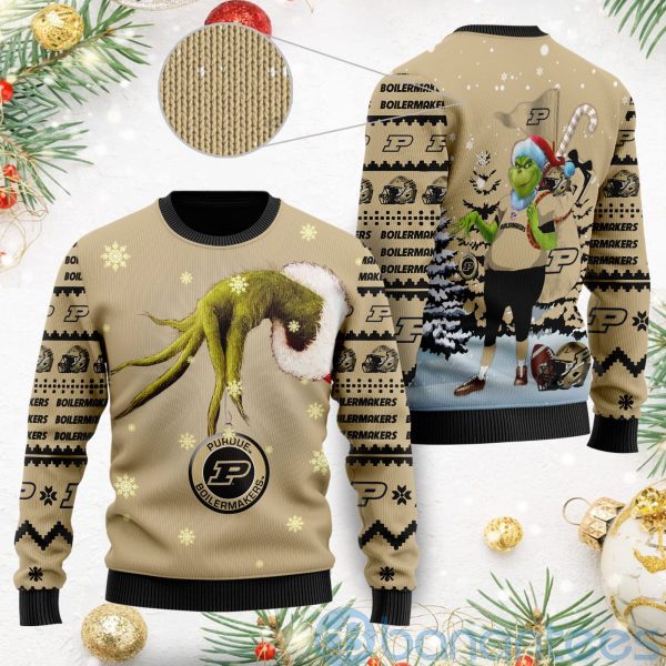 Purdue Boilermakers Team Grinch Ugly Christmas 3D Sweater Product Photo