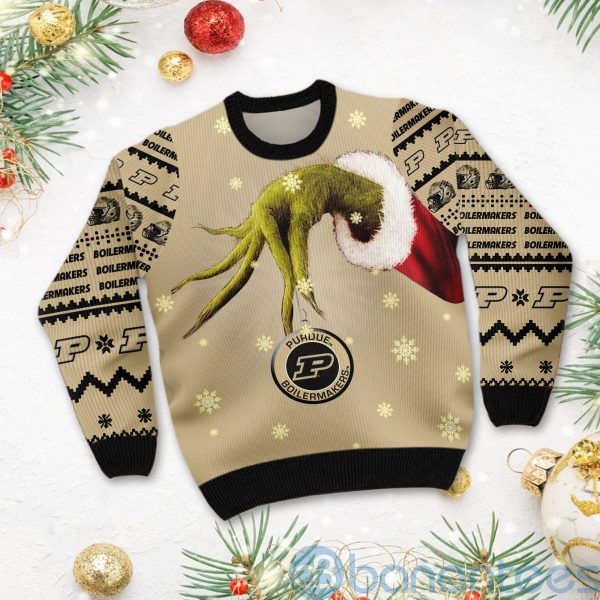 Purdue Boilermakers Team Grinch Ugly Christmas 3D Sweater Product Photo