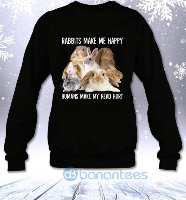 Rabbits Make Me Happy Humans Make My Head Hurt Funny Sweatshirt Product Photo