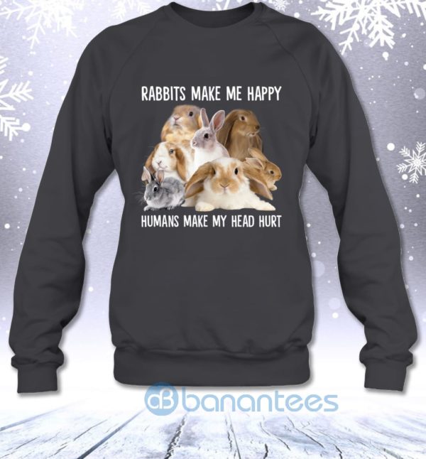 Rabbits Make Me Happy Humans Make My Head Hurt Funny Sweatshirt Product Photo