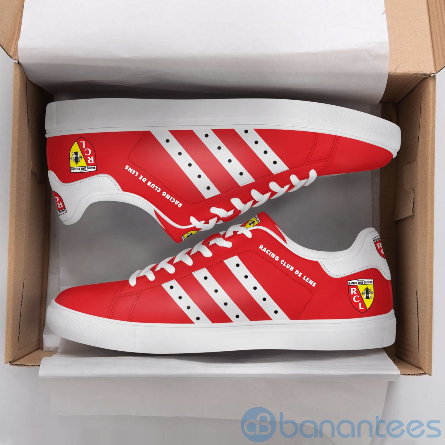 racing-club-de-lens-white-striped-red-low-top-skate-shoes-1-D4hTm.jpg Racing Club De Lens White Striped Red Low Top Skate Shoes Product Photo