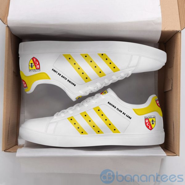 Racing Club De Lens Yellow Striped White Low Top Skate Shoes Product Photo