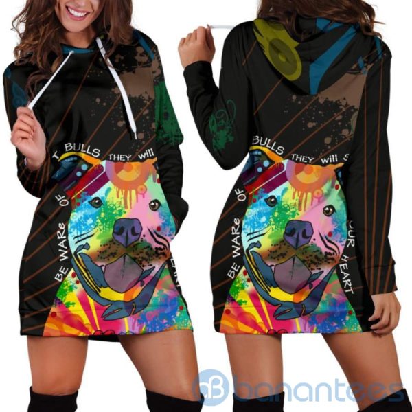 Rainbow Pitbull Hoodie Dress For Women Product Photo