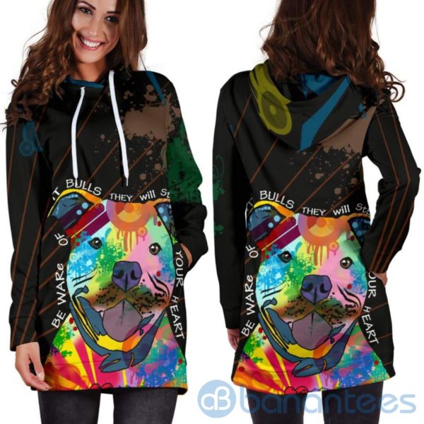 Rainbow Pitbull Hoodie Dress For Women Product Photo