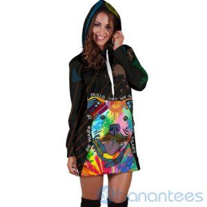 Rainbow Pitbull Hoodie Dress For Women Product Photo