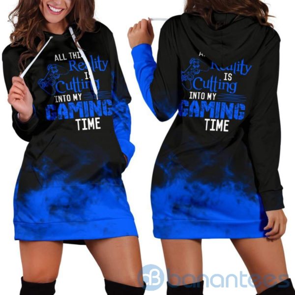 Reality Cutting Into Gaming Time Game Lover Hoodie Dress For Women Product Photo