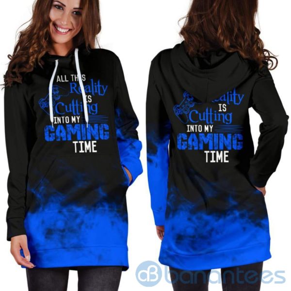 Reality Cutting Into Gaming Time Game Lover Hoodie Dress For Women Product Photo