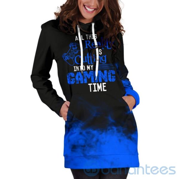 Reality Cutting Into Gaming Time Game Lover Hoodie Dress For Women Product Photo