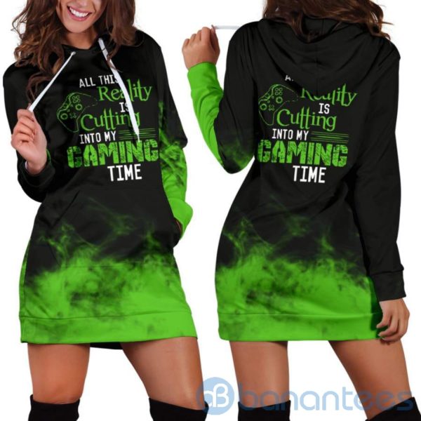 Reality Cutting Into Gaming Time Hoodie Dress For Women Product Photo