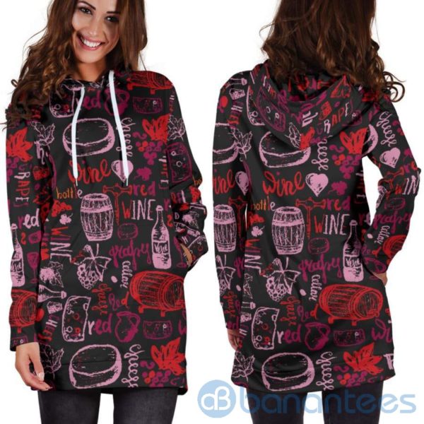 Red Wine Hoodie Dress For Women Product Photo